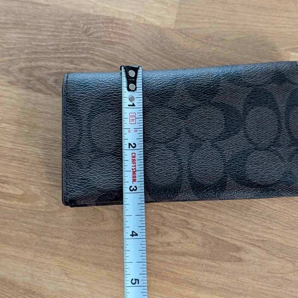 Coach Wallet Unisex Signature Black/Brown Leather Card Holder Tech Phone Wallet - Picture 8 of 8